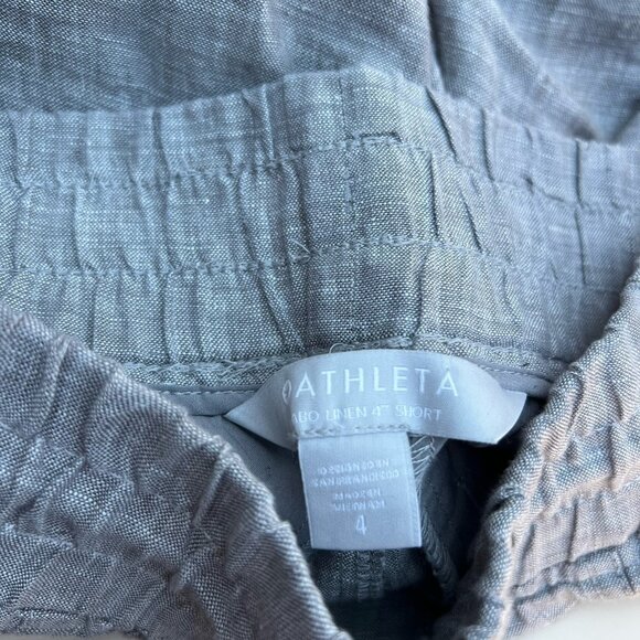 Athleta Cabi Linen 4” Oatmeal Beige Shorts Size 4 Coastal Nautical Summer Casual - Picture 4 of 4